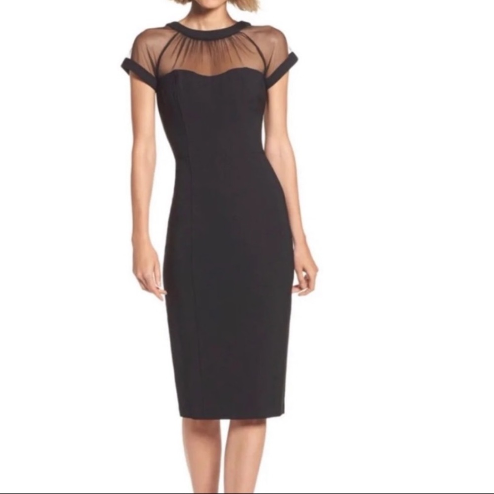 Maggy London Illusion Yoke Crepe Cocktail Dress